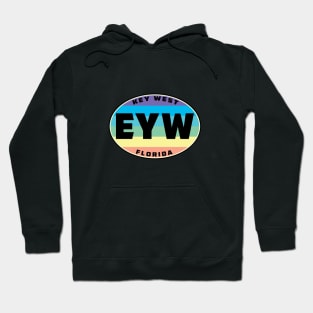 Key West Florida EYW Euro Oval Color Stripes Pastel Rainbow Keys Hoodie